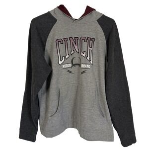 Cinch Sweatshirt Hoodie Youth XXL Grey‎ Pink Rodeo Brand Western Wear Retro